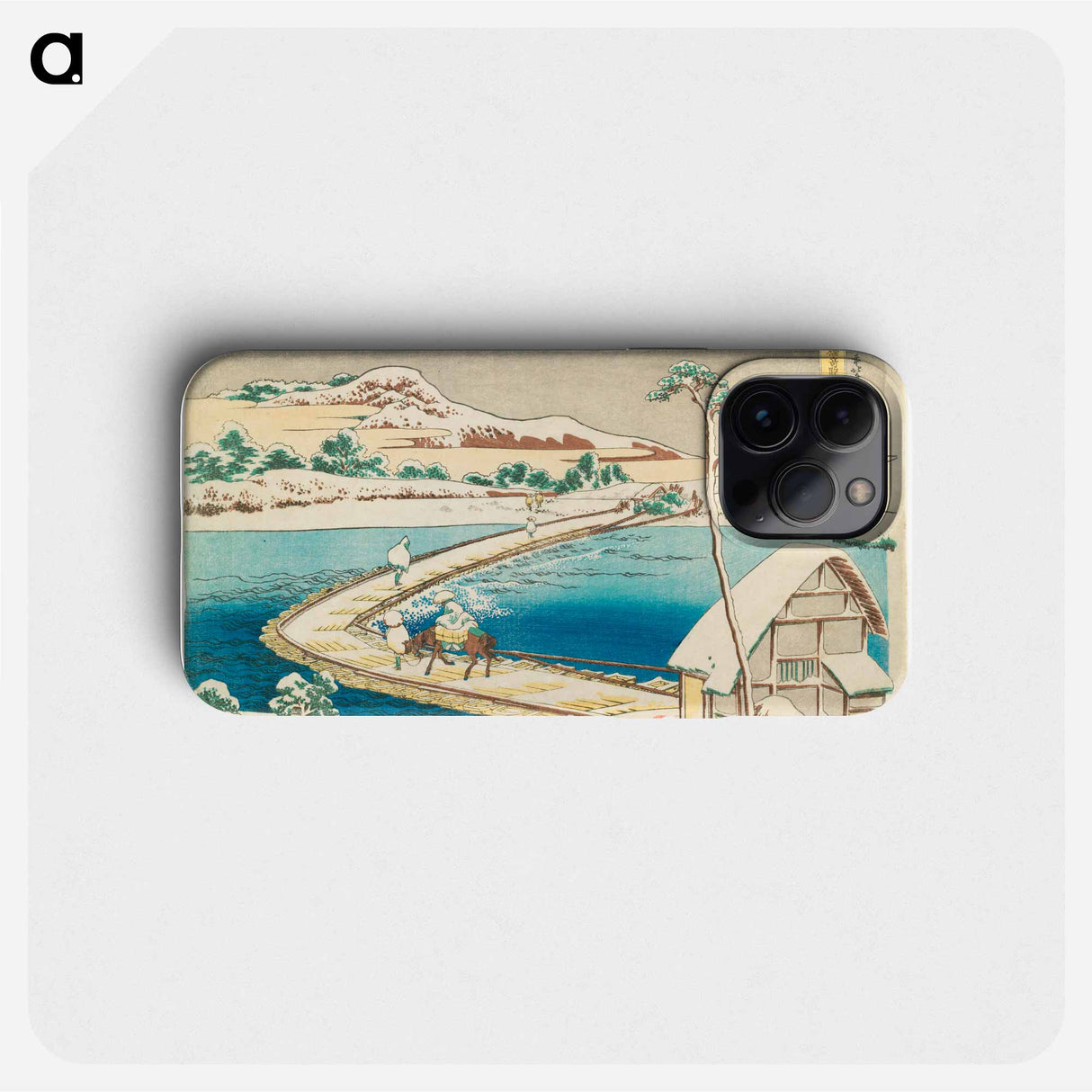Old View of the Pontoon Bridge at Sano in Kōzuke Province - Katsushika Hokusai Phone Case.