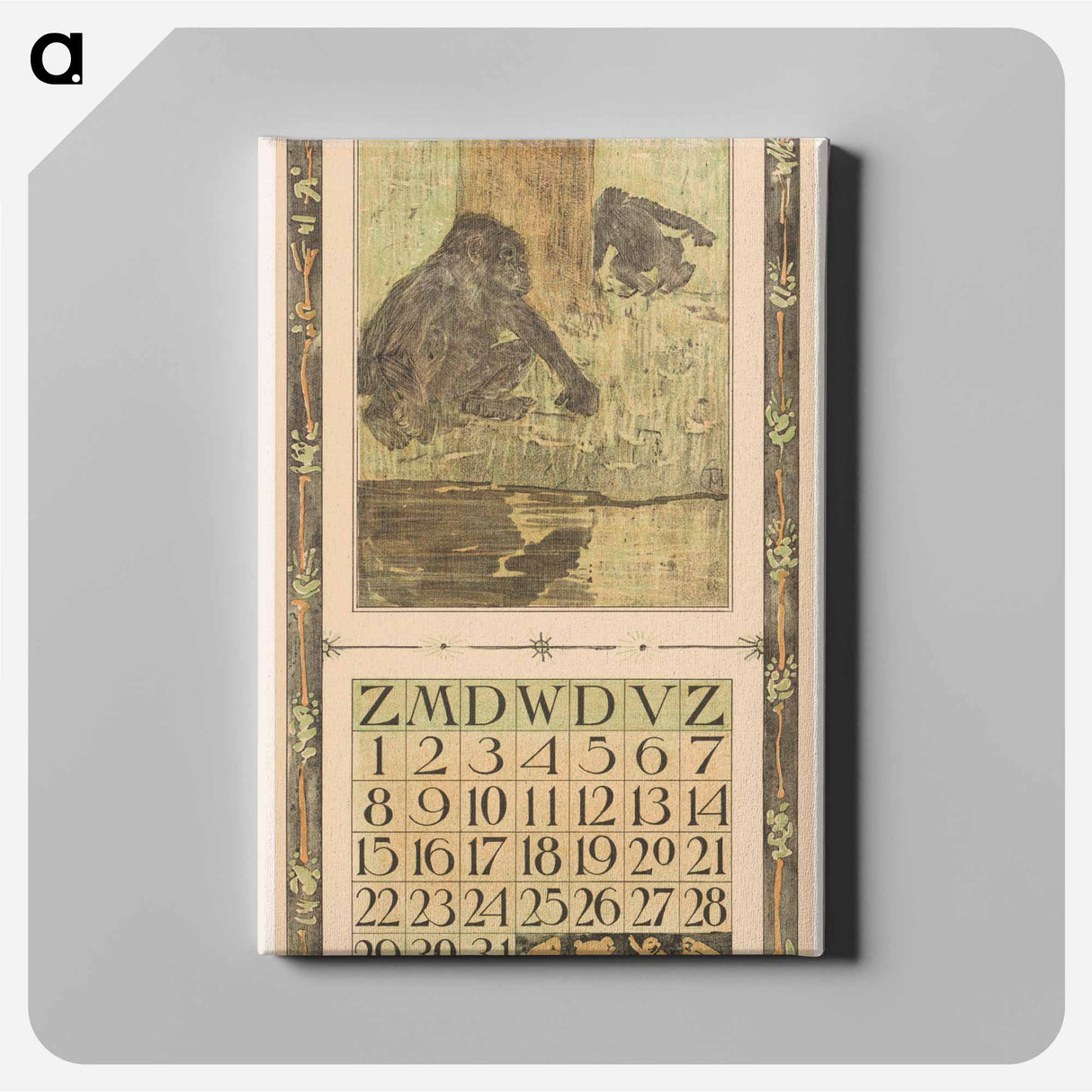 Kalenderblad juli met apen - テオ ヴァン ホイテマ Canvas.