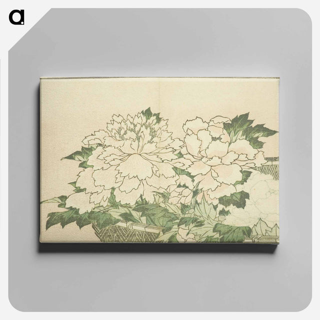アートパネル-Hokusai's Chrysanthemums in a Basket - 葛飾 北斎 Canvas.