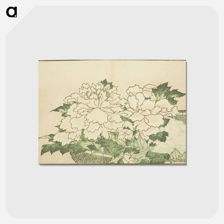アートポストカード-Hokusai's Chrysanthemums in a Basket - 葛飾 北斎 Postcard.