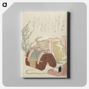 アートパネル-A comparison of Genroku poems and shells - 葛飾 北斎 Canvas.