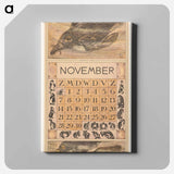 Kalenderblad november met zwemmende pinguïn - テオ ヴァン ホイテマ Canvas.
