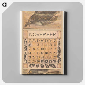 アートパネル-Kalenderblad november met zwemmende pinguïn - テオ ヴァン ホイテマ Canvas.