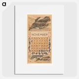Kalenderblad november met zwemmende pinguïn - テオ ヴァン ホイテマ Poster.