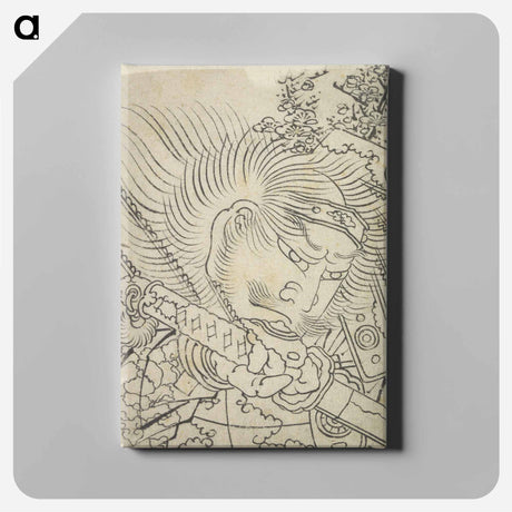 アートパネル-Hokusai's Head of a Samurai under Cherry Blossom - 葛飾 北斎 Canvas.