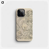 Hokusai's Head of a Samurai under Cherry Blossom - 葛飾 北斎 Phone Case.