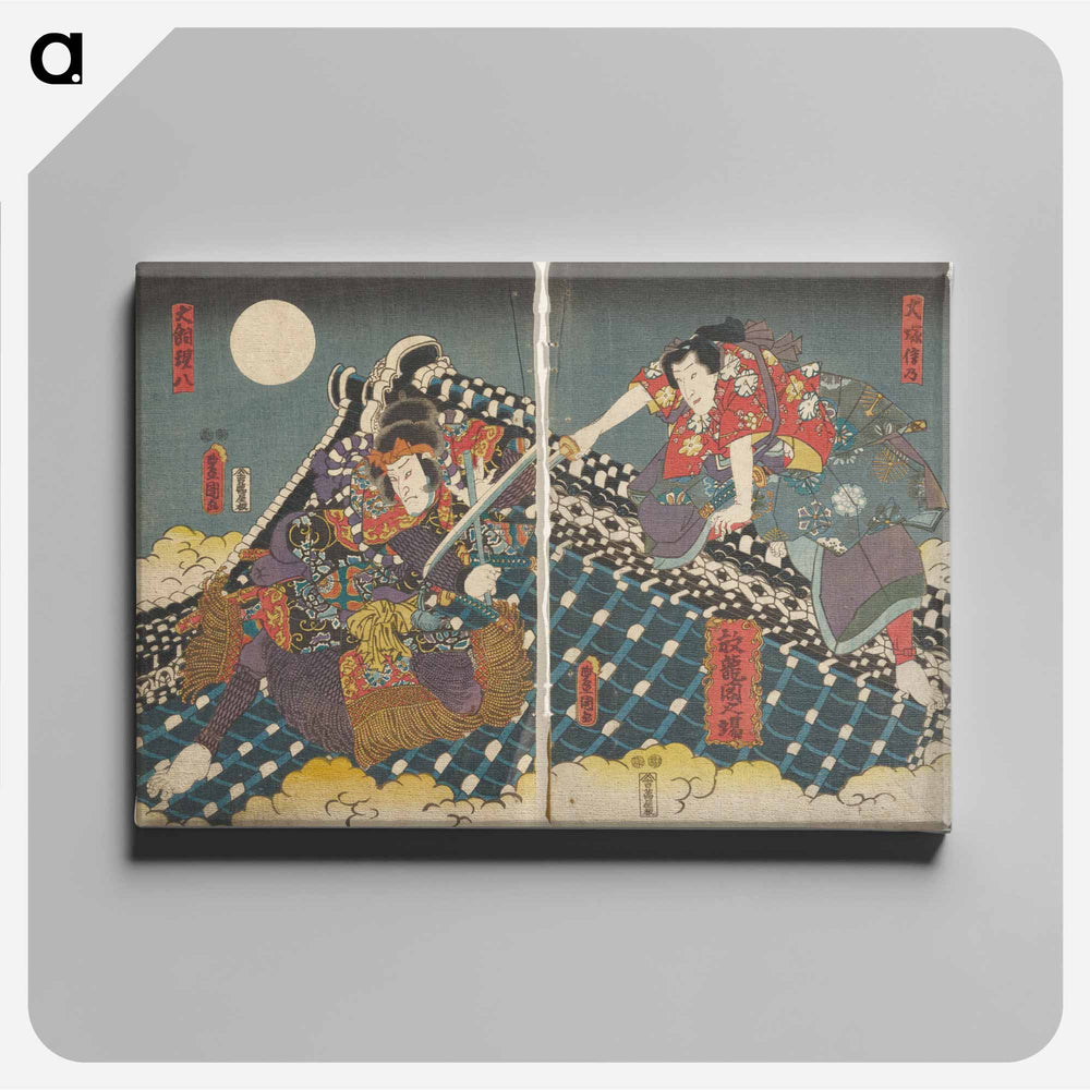 Rooftop Battle Under Moonlight
 - 歌川 国貞 Canvas.