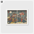 アートポストカード-Rooftop Battle Under Moonlight
 - 歌川 国貞 Postcard.