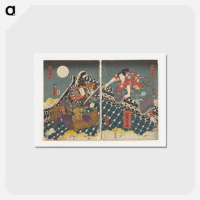 アートポストカード-Rooftop Battle Under Moonlight
 - 歌川 国貞 Postcard.