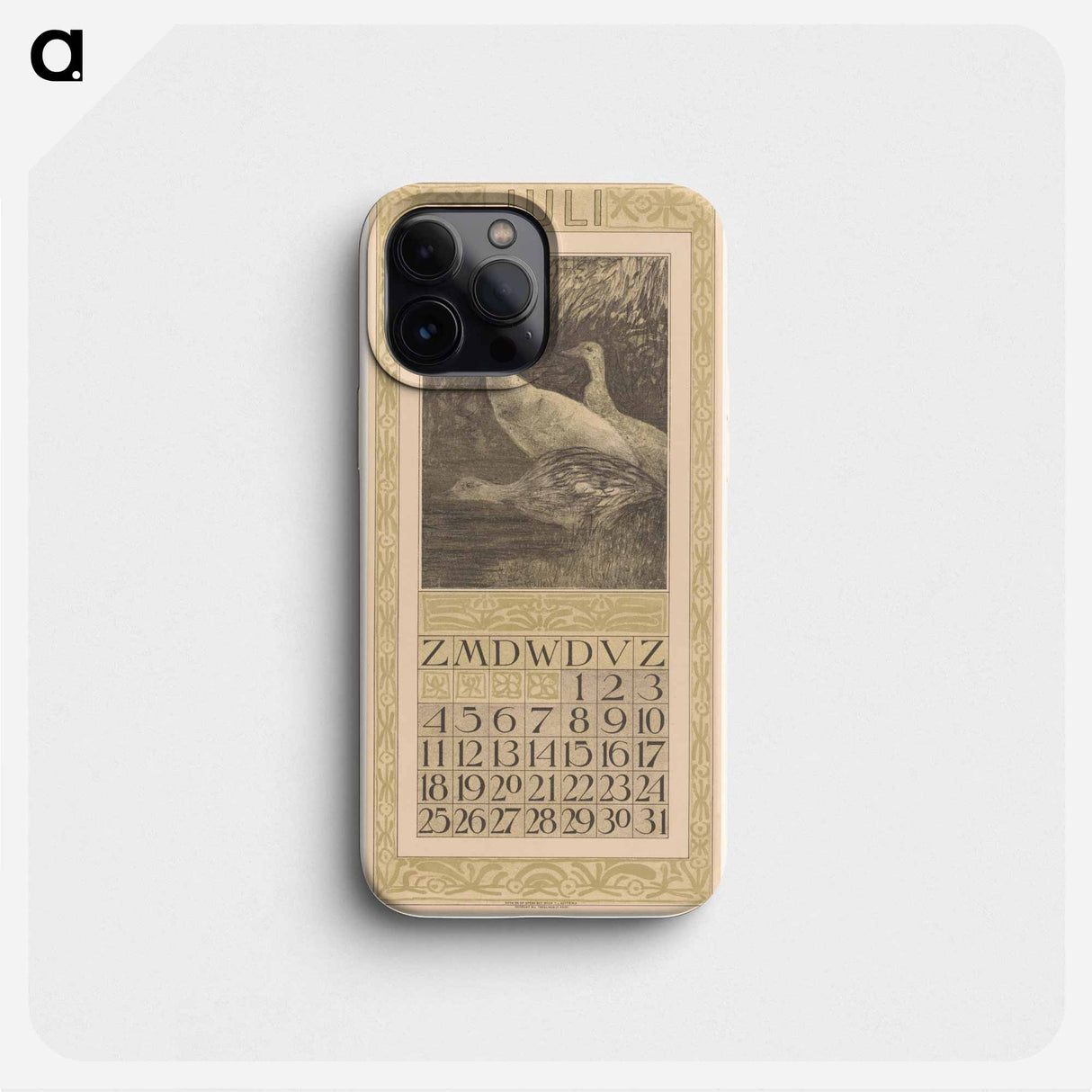 Calendar July met dry leaves in the water - Theo van Hoytema Phone Case.