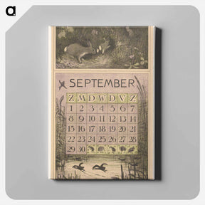 アートパネル-Kalenderblad september met konijnen - テオ ヴァン ホイテマ Canvas.