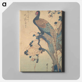 アートパネル-Pheasant with Chrysanthemums
 - 歌川 広重 Canvas.