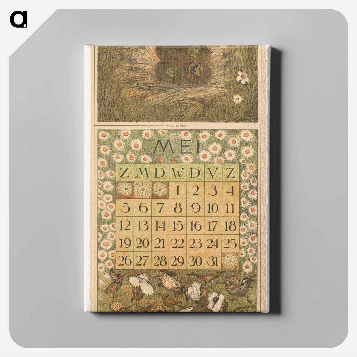 Kalenderblad mei met kievitsnest - テオ ヴァン ホイテマ Canvas.