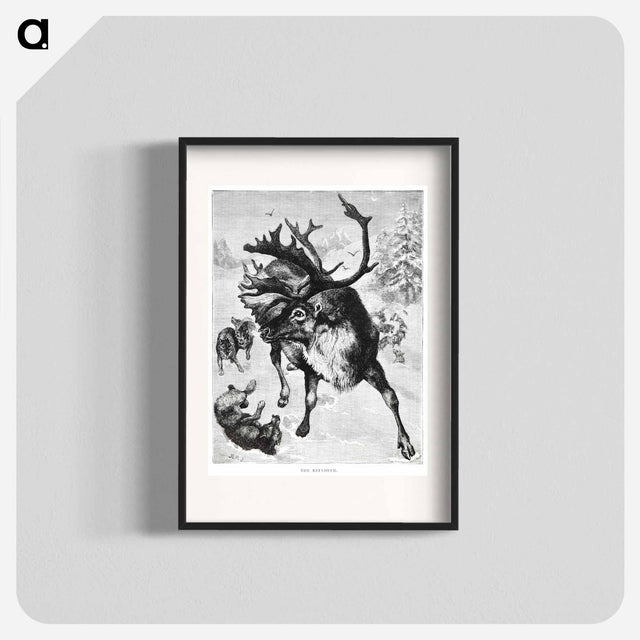 アートポスター-Reindeer Etching Illustration
 - 大英図書館 Poster.