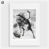 アートポスター-Reindeer Etching Illustration
 - 大英図書館 Poster.