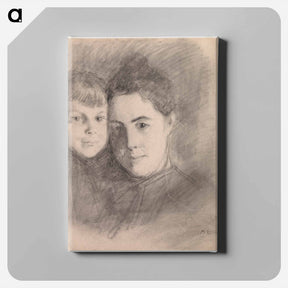 アートパネル-Portrait of the artist's wife and son - アルバート エーデルフェルト Canvas.