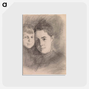 アートポストカード-Portrait of the artist's wife and son - アルバート エーデルフェルト Postcard.
