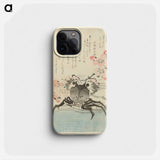 Crab and Flowers - Katsushika Hokusai Phone Case.