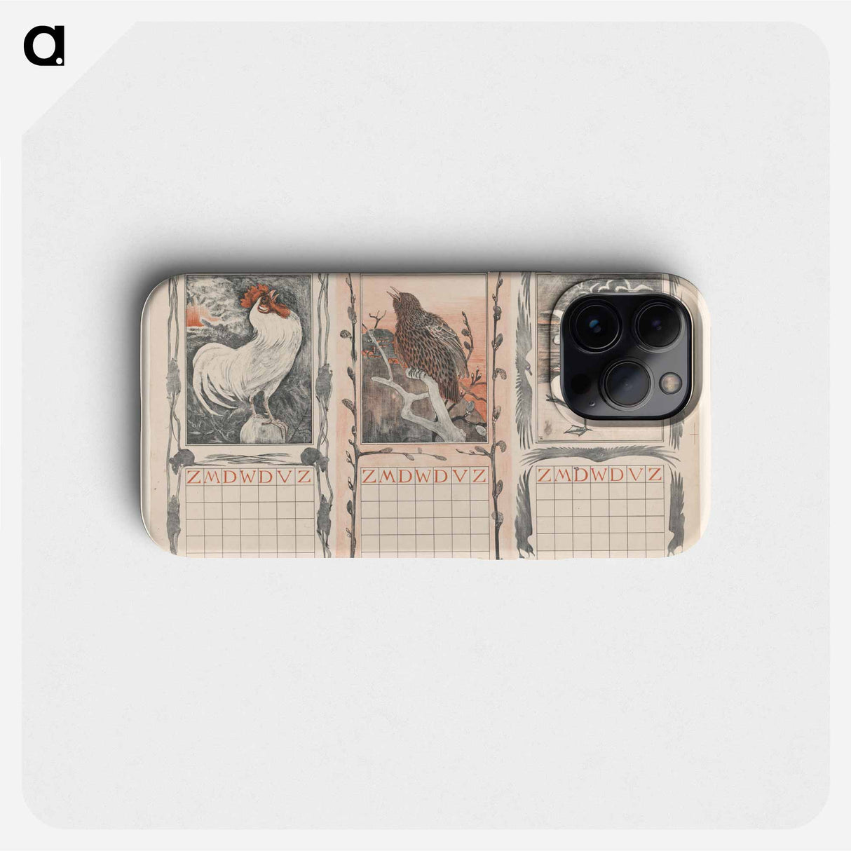 Kalenderbladen van januari, februari en maart, met vogels - テオ ヴァン ホイテマ Phone Case.