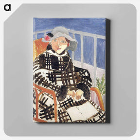 アートパネル-Mlle Matisse in a Scotch Plaid Coat - アンリ マティス Canvas.