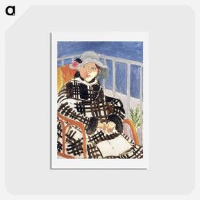 アートポストカード-Mlle Matisse in a Scotch Plaid Coat - アンリ マティス Postcard.