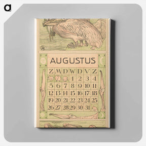 アートパネル-Kalenderblad augustus met pelikanen - テオ ヴァン ホイテマ Canvas.