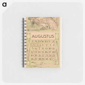 アートメモ帳-Kalenderblad augustus met pelikanen - テオ ヴァン ホイテマ Memo.