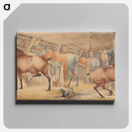 アートパネル-Interior of a Post-House Stable, With Horses Feeding
 - イェール大学アートギャラリー Canvas.