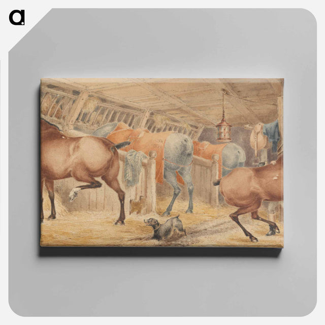 アートパネル-Interior of a Post-House Stable, With Horses Feeding
 - イェール大学アートギャラリー Canvas.