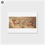 アートポストカード-Interior of a Post-House Stable, With Horses Feeding
 - イェール大学アートギャラリー Postcard.