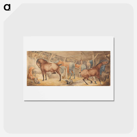 アートポストカード-Interior of a Post-House Stable, With Horses Feeding
 - イェール大学アートギャラリー Postcard.