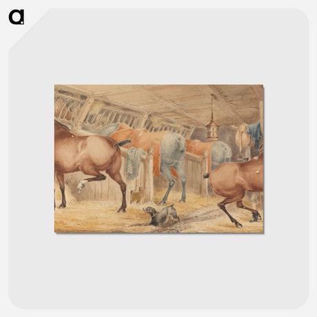 アートポストカード-Interior of a Post-House Stable, With Horses Feeding
 - イェール大学アートギャラリー Postcard.