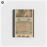 Kalenderblad voor juni 1913 met twee kerkuilen by Theo van Hoytema - テオ ヴァン ホイテマ Memo.