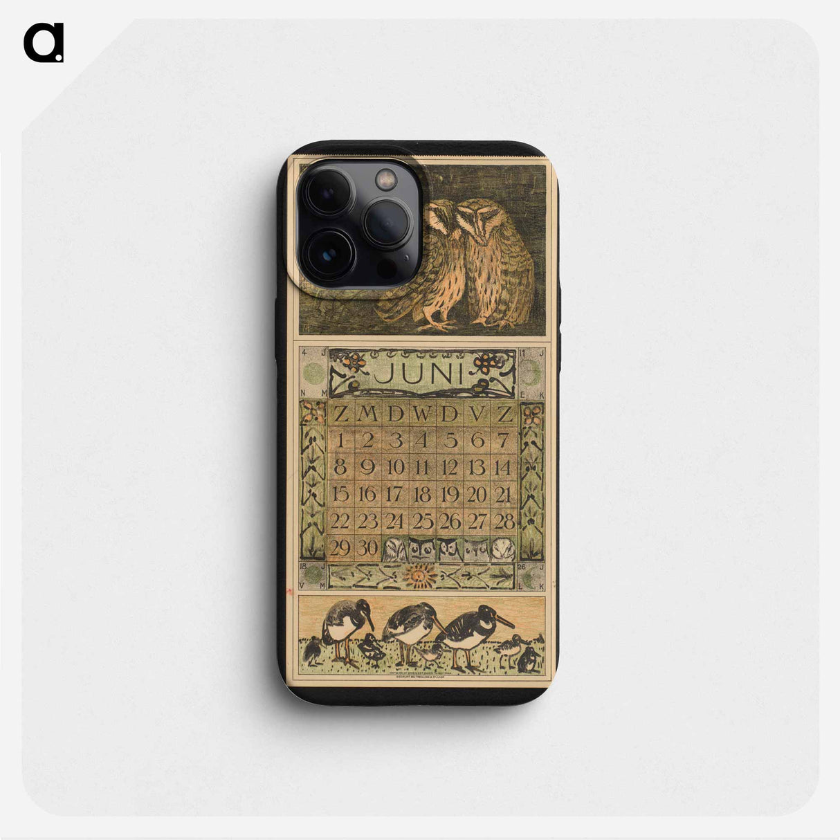 Kalenderblad voor juni 1913 met twee kerkuilen by Theo van Hoytema - テオ ヴァン ホイテマ Phone Case.