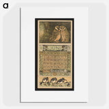 Kalenderblad voor juni 1913 met twee kerkuilen by Theo van Hoytema - テオ ヴァン ホイテマ Poster.