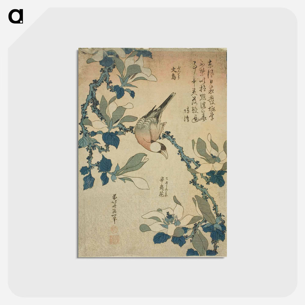 アートポストカード-Buncho kobushi no hana - 葛飾 北斎 Postcard.