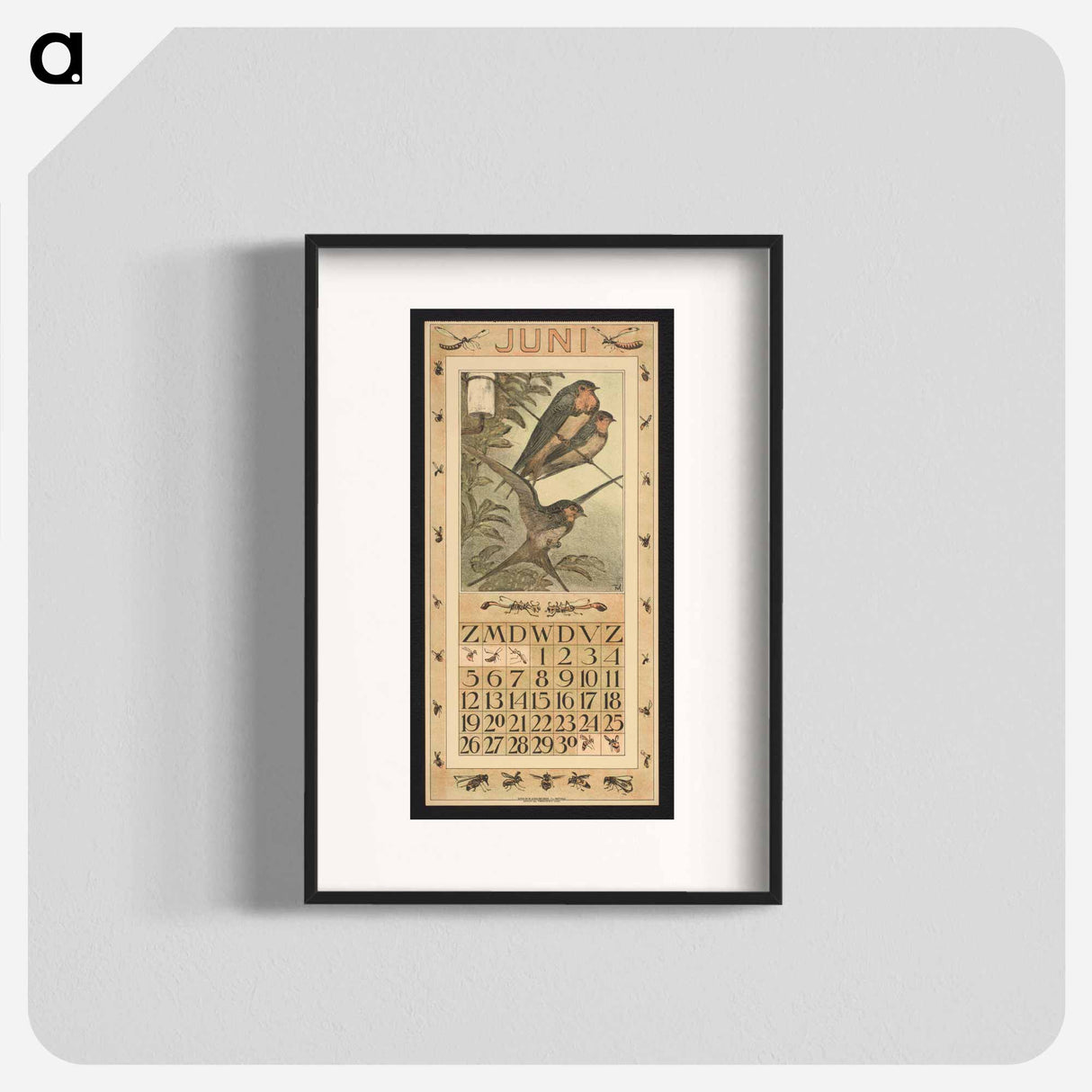 Boerenzwaluwen op een telefoonkabel - テオ ヴァン ホイテマ Poster.