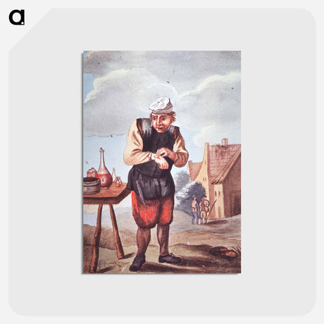 アートポストカード-Man Cleaning a Wound on His Hand
 - 国立医学図書館 Postcard.