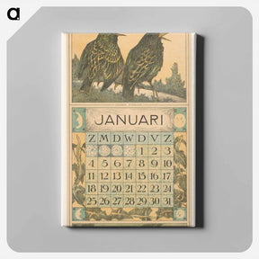 アートパネル-Kalenderblad januari met spreeuwen - テオ ヴァン ホイテマ Canvas.