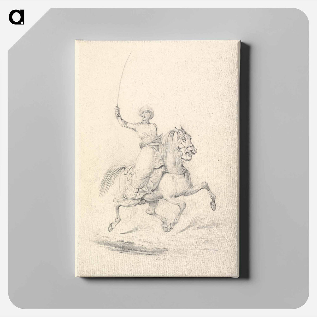 アートパネル-Turbaned Cavalryman, Right Arm with Curved Sword Upraised
 - イェール大学アートギャラリー Canvas.