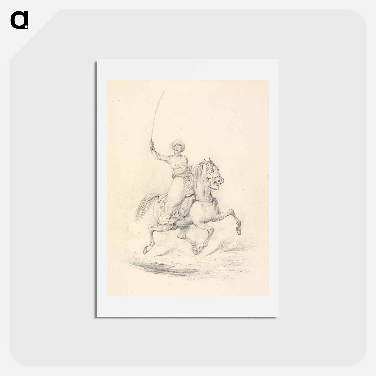 アートポストカード-Turbaned Cavalryman, Right Arm with Curved Sword Upraised
 - イェール大学アートギャラリー Postcard.