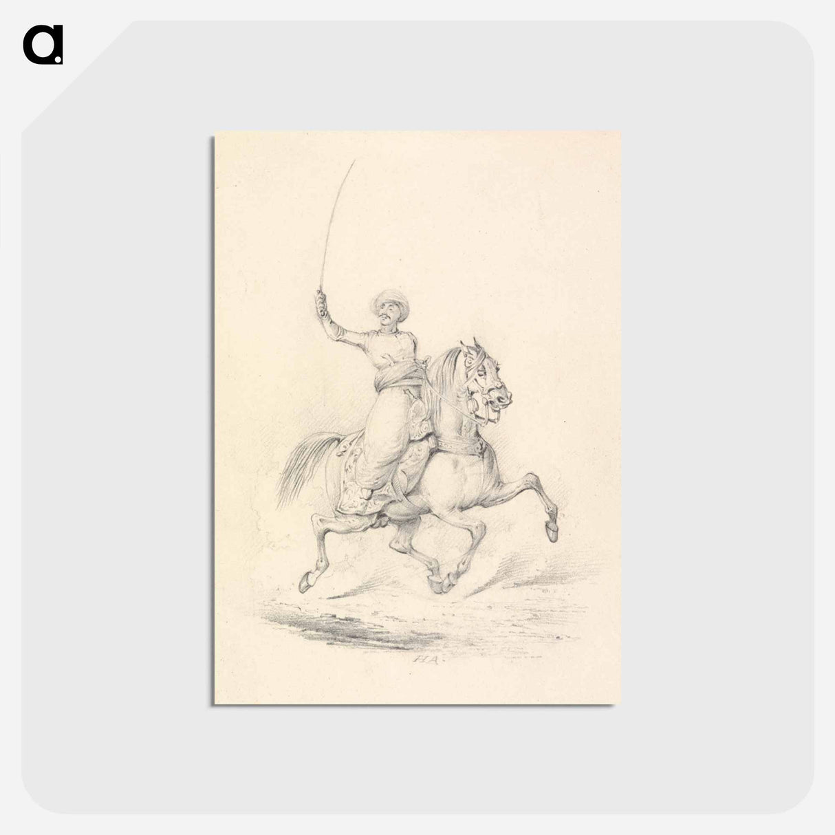 アートポストカード-Turbaned Cavalryman, Right Arm with Curved Sword Upraised
 - イェール大学アートギャラリー Postcard.