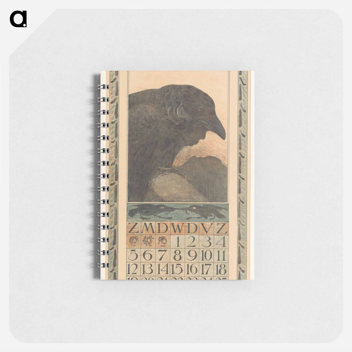 Kalenderblad januari met kraai - テオ ヴァン ホイテマ Memo.