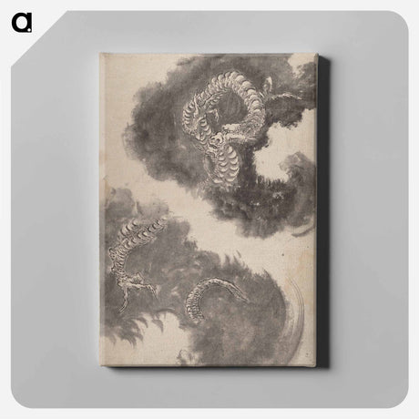 アートパネル-Katsushika Hokusai’s Japanese dragons, Album of Sketches - 葛飾 北斎 Canvas.