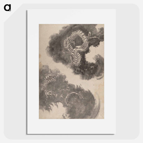 アートポスター-Katsushika Hokusai’s Japanese dragons, Album of Sketches - 葛飾 北斎 Poster.