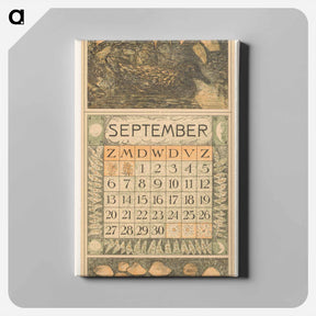 アートパネル-Kalenderblad september met eend - テオ ヴァン ホイテマ Canvas.