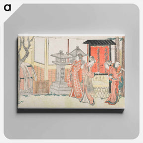 アートパネル-Visitors to the Inari Shrine at Ōji - 葛飾 北斎 Canvas.