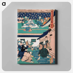 アートパネル-Act IV: Enya Asking for Yuranosuke before Committing Suicide; Yuranosuke Shows the Sword Used for Suicide to Enya's Retainers
 - 歌川 国貞 Canvas.