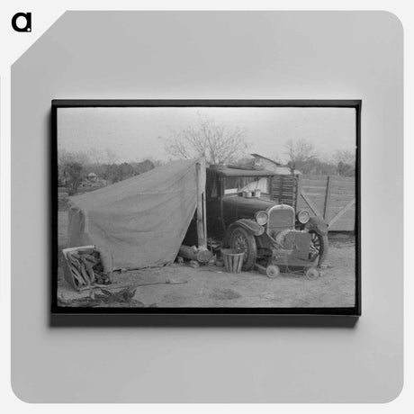 アートパネル-Migrants Car and Tent
 - ラッセル リー Canvas.