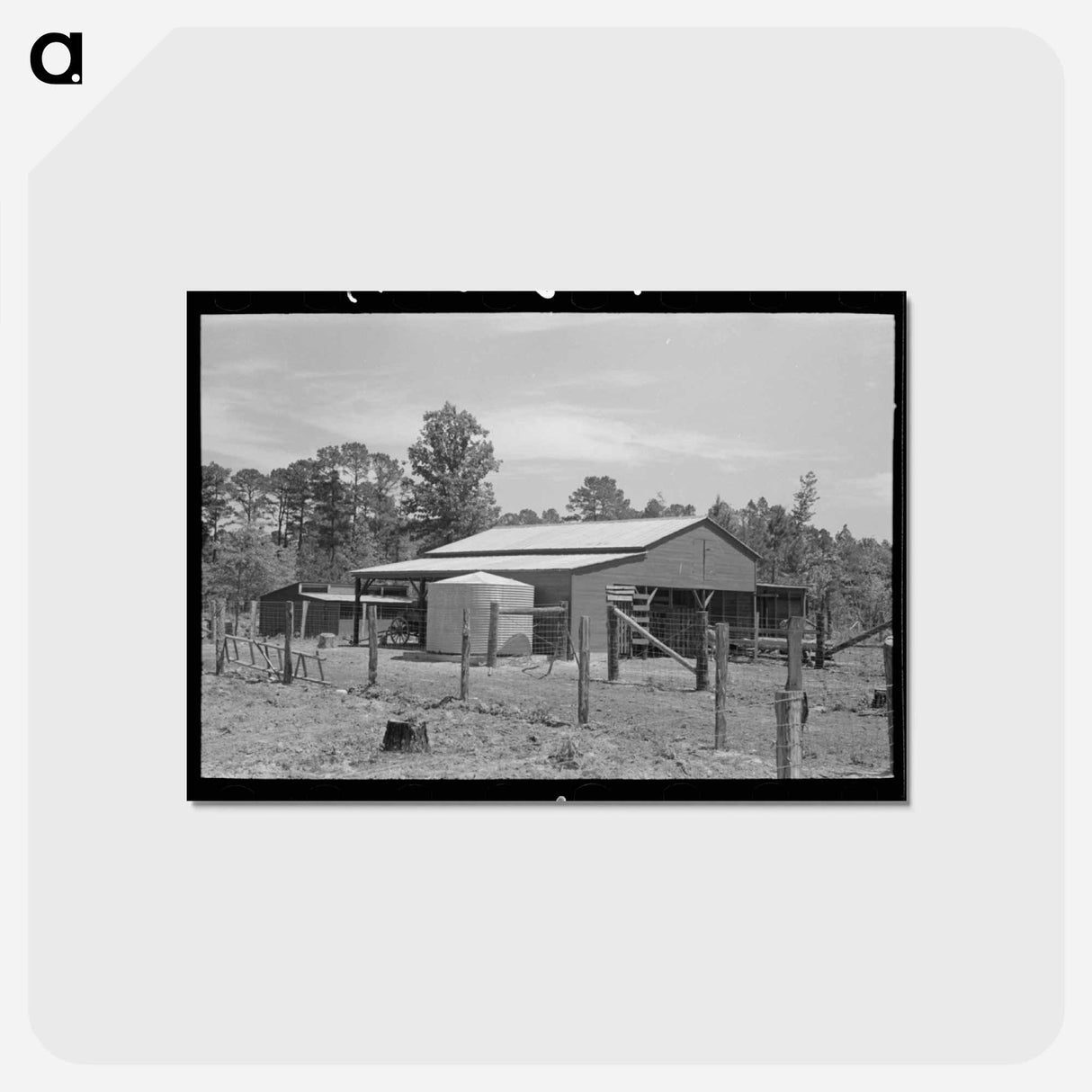 アートポストカード-Sabine Farms Barn and Water Tank
 - ラッセル リー Postcard.